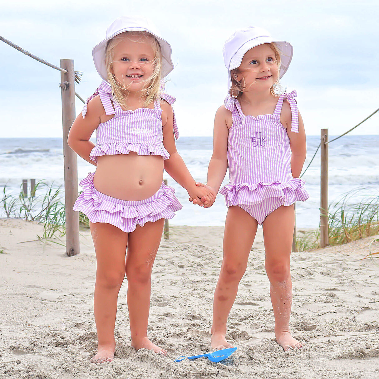 Santorini Purple Stripe Two Piece Swimsuit