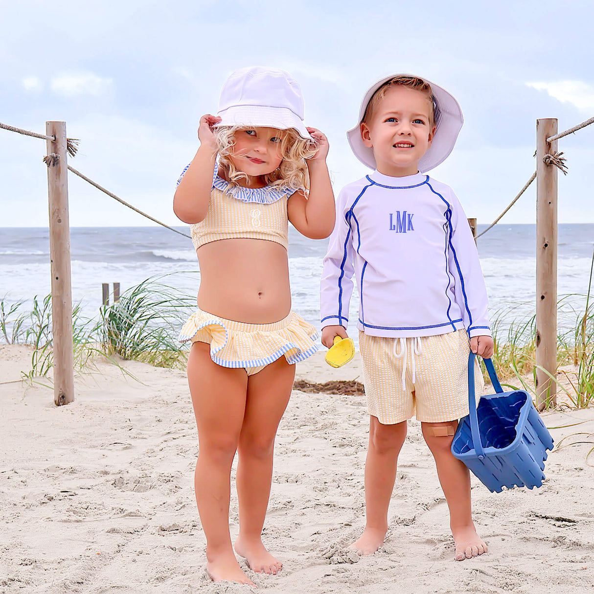 Santorini Yellow & Blue Stripe Swim Trunks