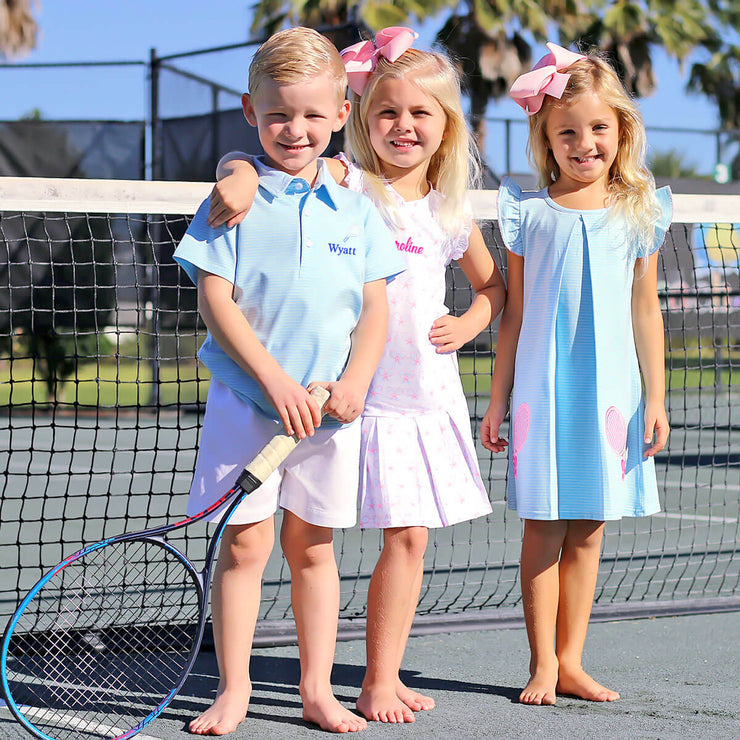 Tennis Appliqué Claire Dress Blue Stripe