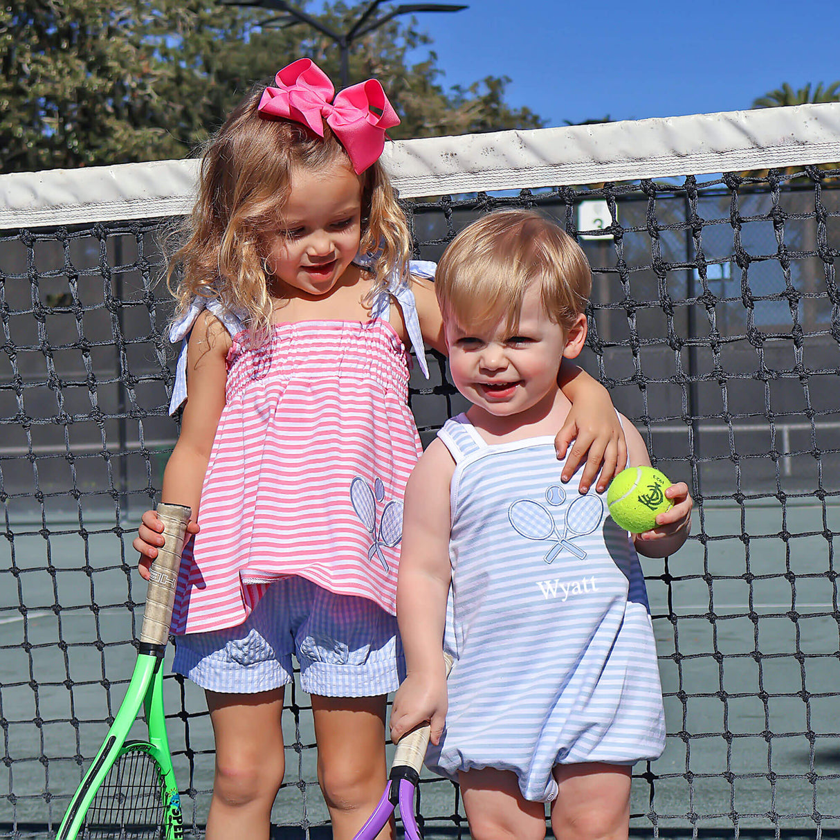 Tennis Racquet Pink Stripe Aurora Short Set