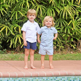 White & Blue Terry Swim Cover Up Short Set