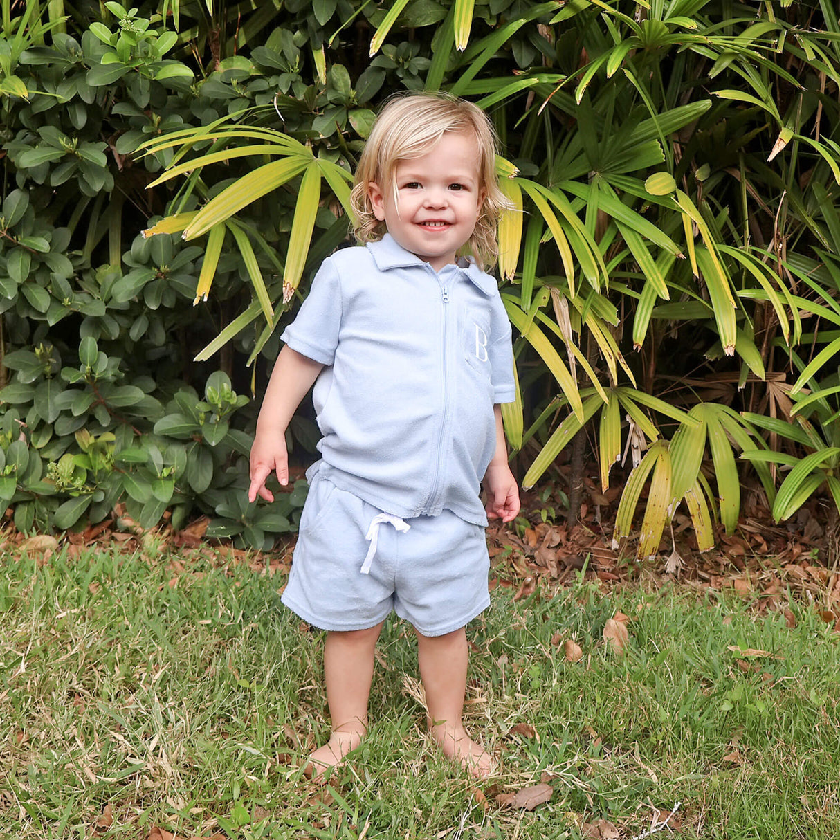 Light Blue Terry Swim Cover Up Short Set