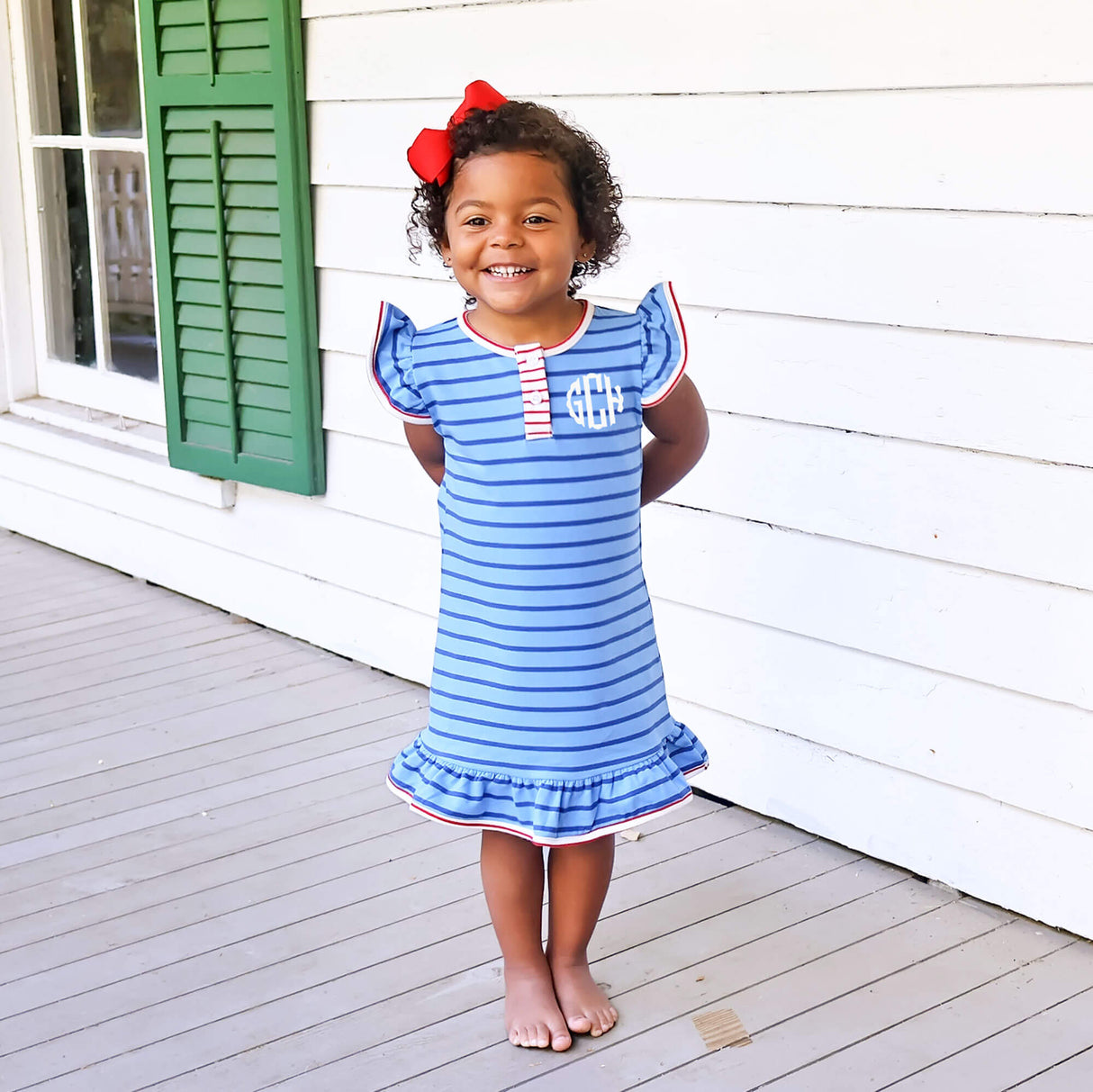Blue And Navy Stripe Jade Dress