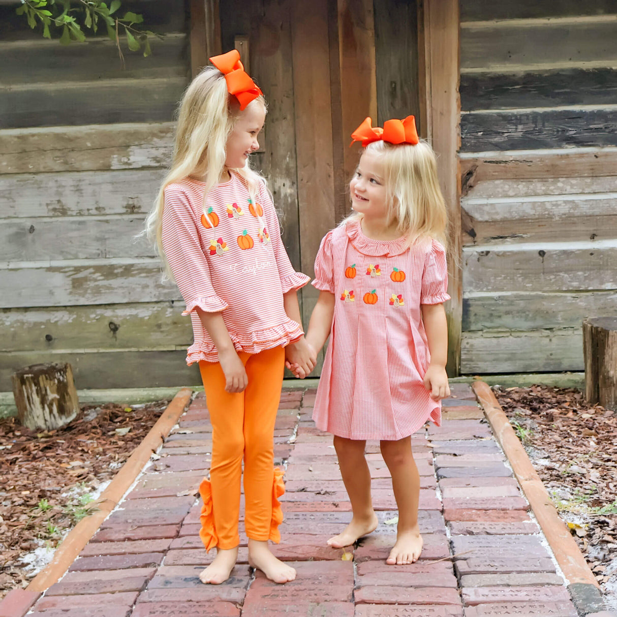 Sweet Turkey Embroidered Orange Gingham Chloe Dress