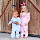 Turkey Applique Pink Ruffle Jogger Set