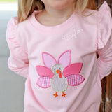 Turkey Applique Pink Ruffle Jogger Set