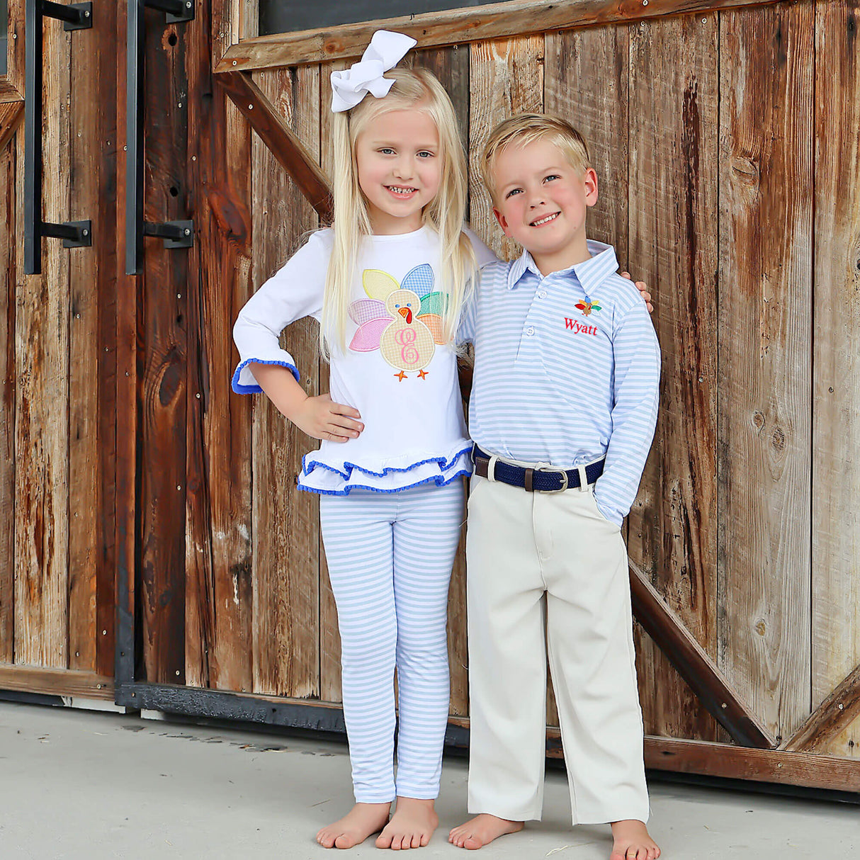 Turkey Embroidered Light Blue Stripe Polo