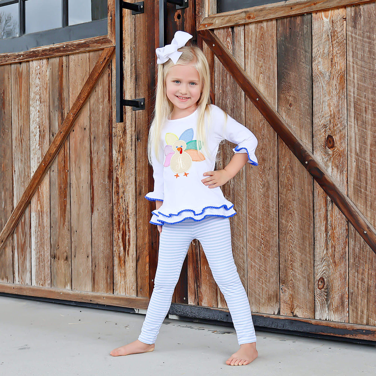 Turkey Light Blue Stripe Milly Legging Set