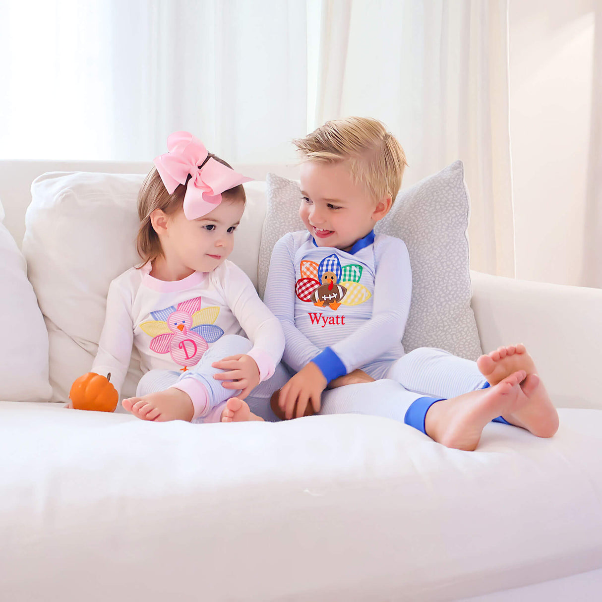 Turkey Football Light Blue Stripe Pajamas