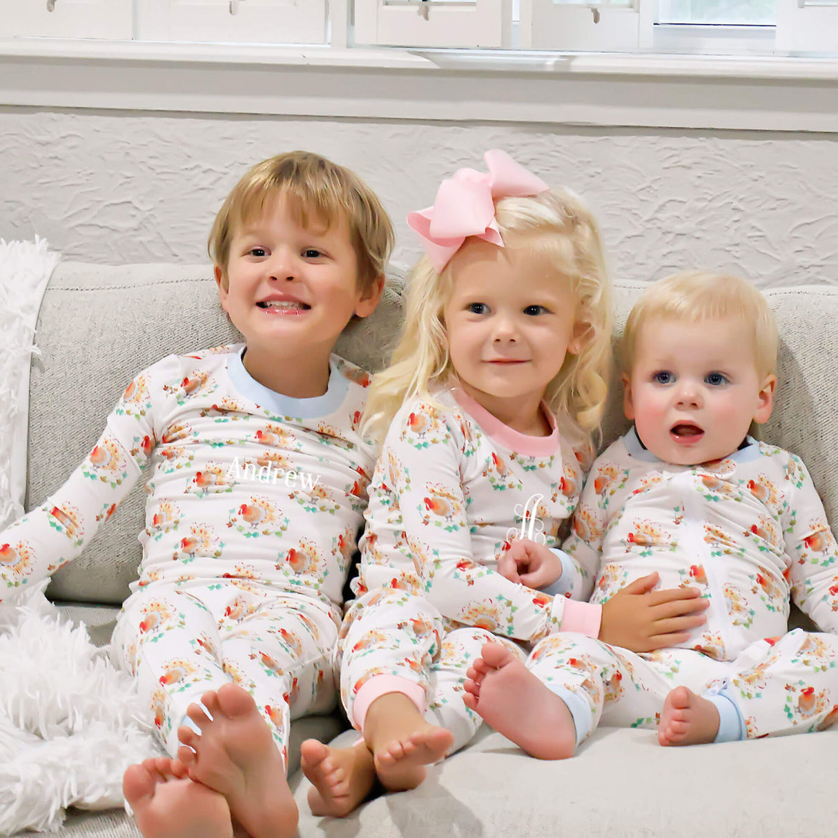 Feathery Turkey Pink Pajamas