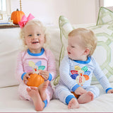 Colorful Turkey Light Pink Stripe Pajamas