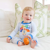 Colorful Turkey Light Blue Stripe Pajamas