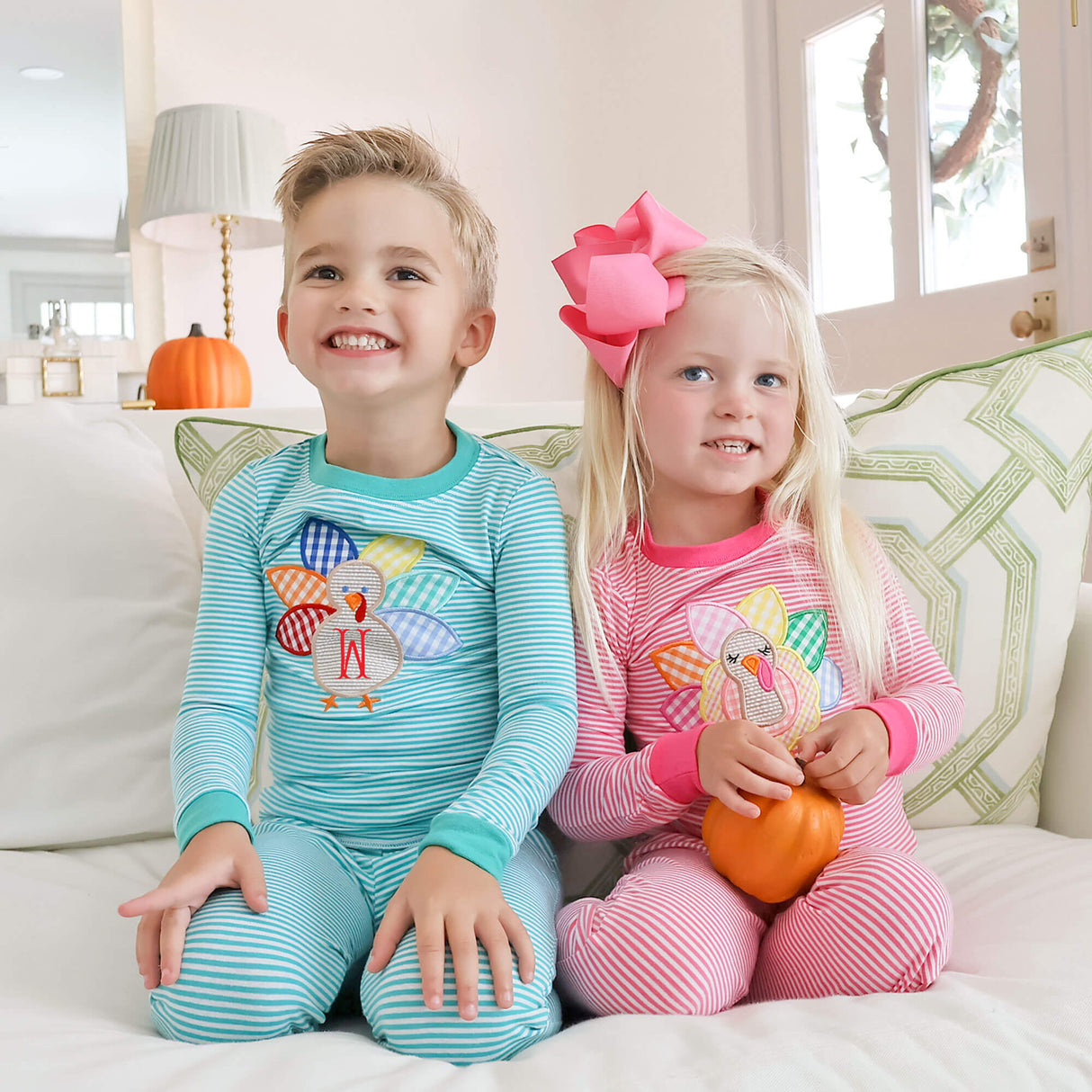 Cute Turkey Green Stripe Pajamas