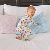 Fall Turkey Print Light Blue Zip Sleeper