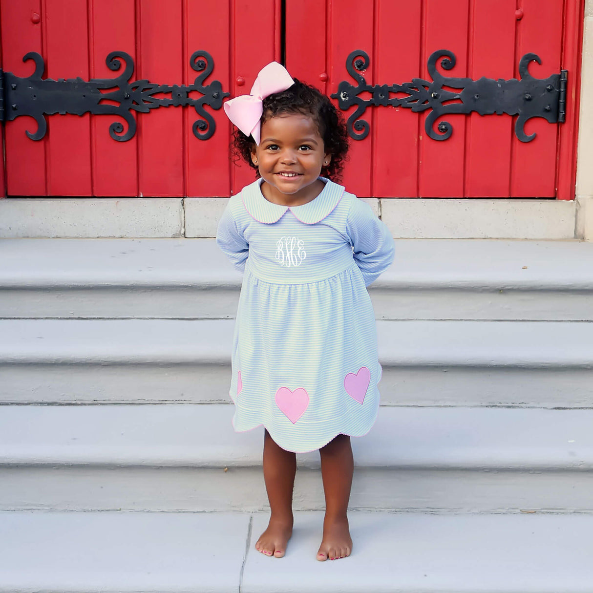 Adoring Hearts Light Blue Stripe Ruby Dress