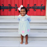 Adoring Hearts Light Blue Stripe Ruby Dress