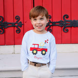 Heart Firetruck Light Blue Stripe Long Sleeve Shirt