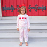 Heart Trio Pink Stripe Jogger Set