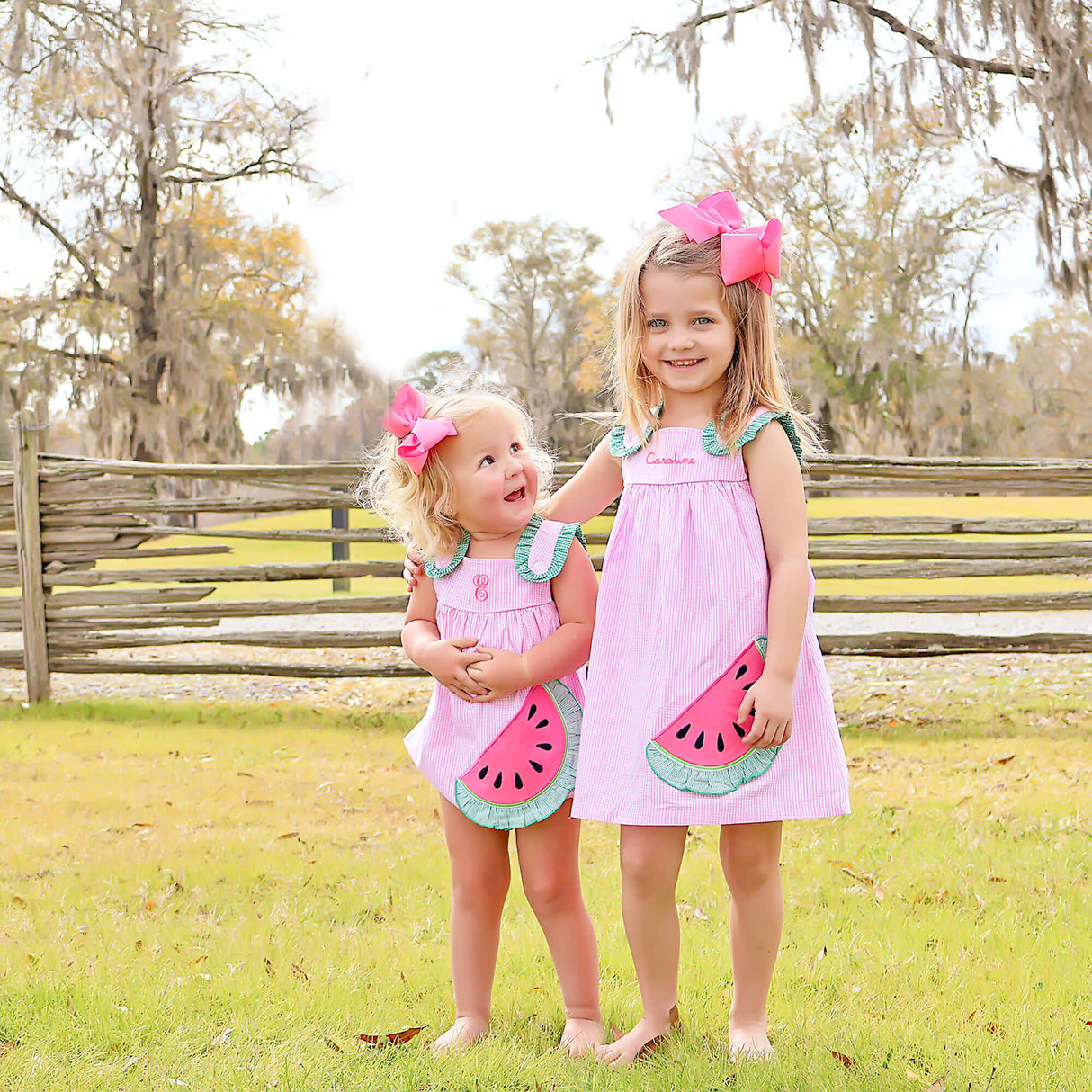 Sweet Watermelon Applique Pink Gingham Lulu Bubble