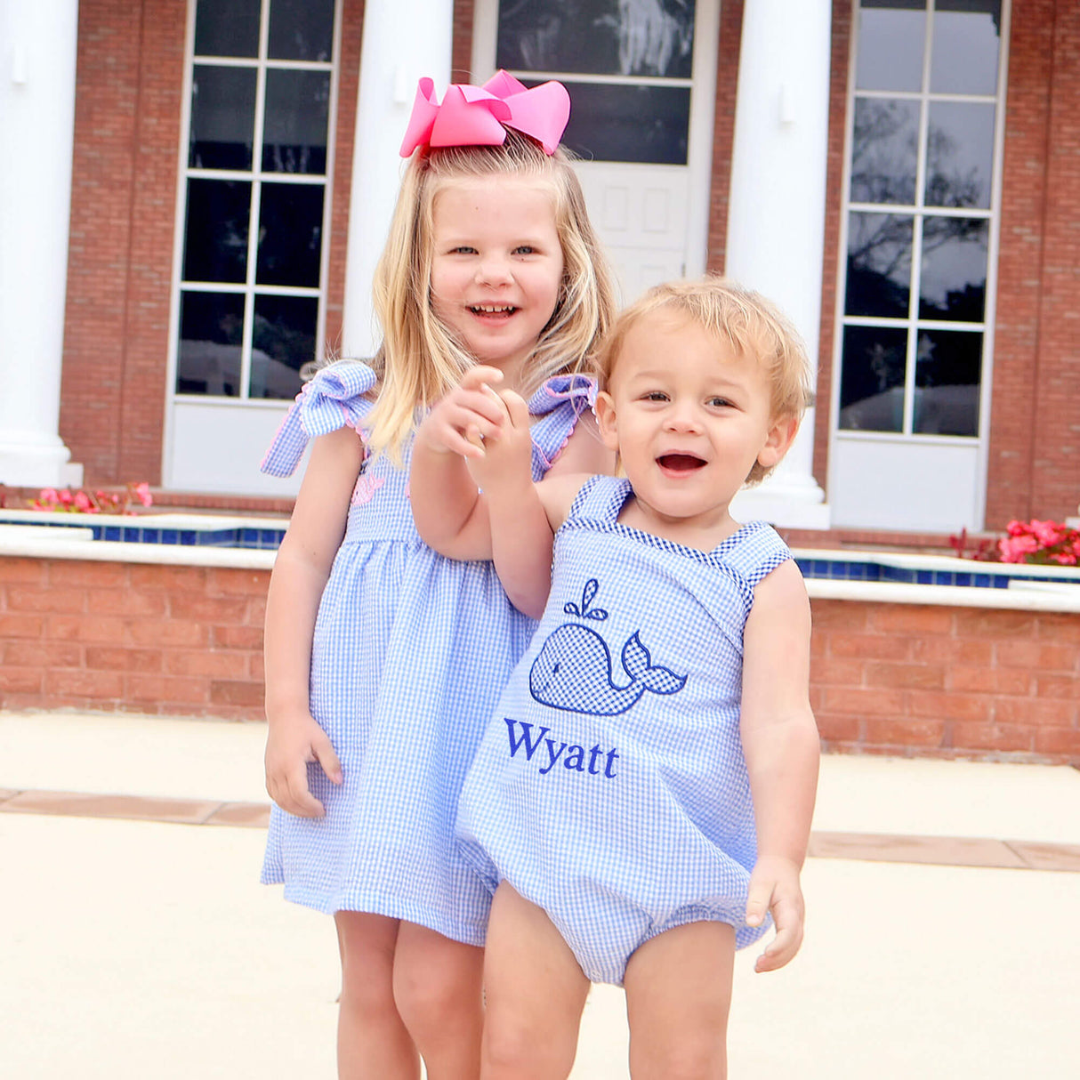 Ocean Whale Light Blue Gingham Sun Bubble