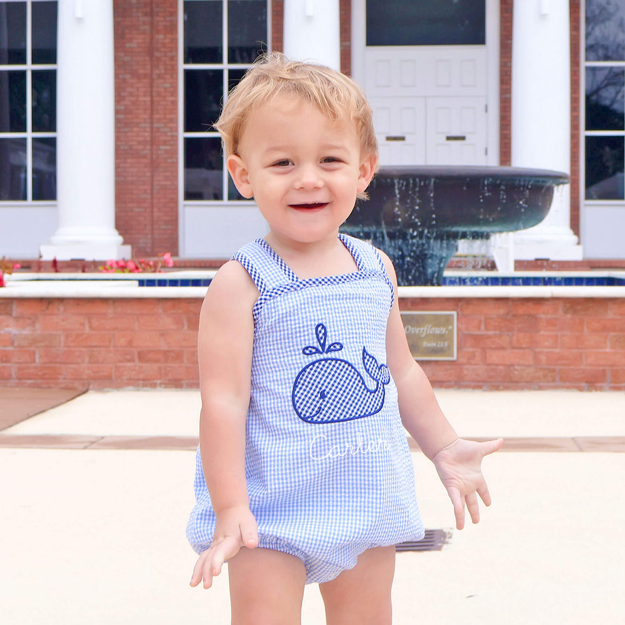 Ocean Whale Light Blue Gingham Sun Bubble