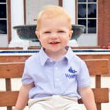 Ocean Whale Light Blue Stripe Polo