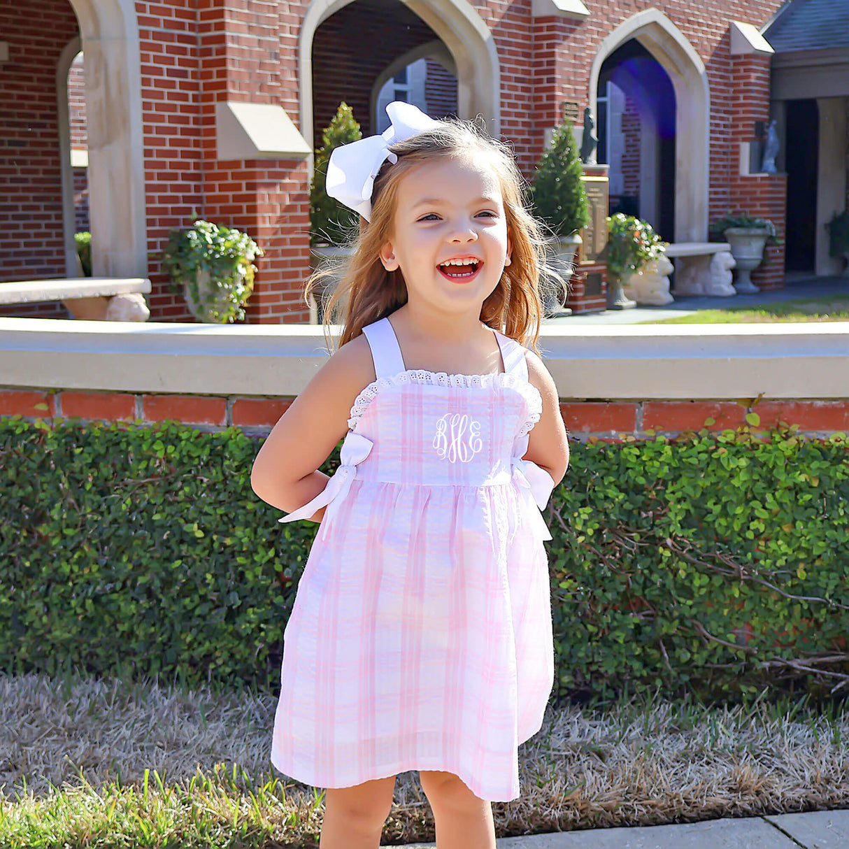 Pink Windowpane Lydia Dress