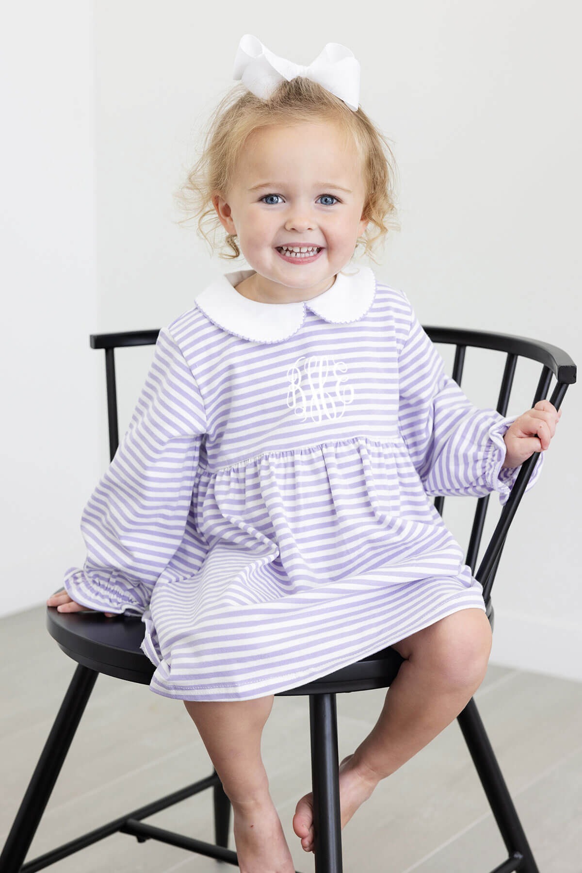 purple long sleeve dress sale Riley Stripe Knit Long Sleeve Dress Purple by Classic Whimsy - Girls Dresses