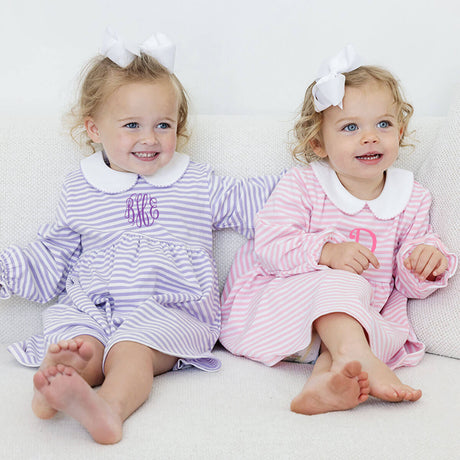 Riley Stripe Knit Long Sleeve Dress Pink
