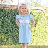 Light Blue Ruffle Collared Dress