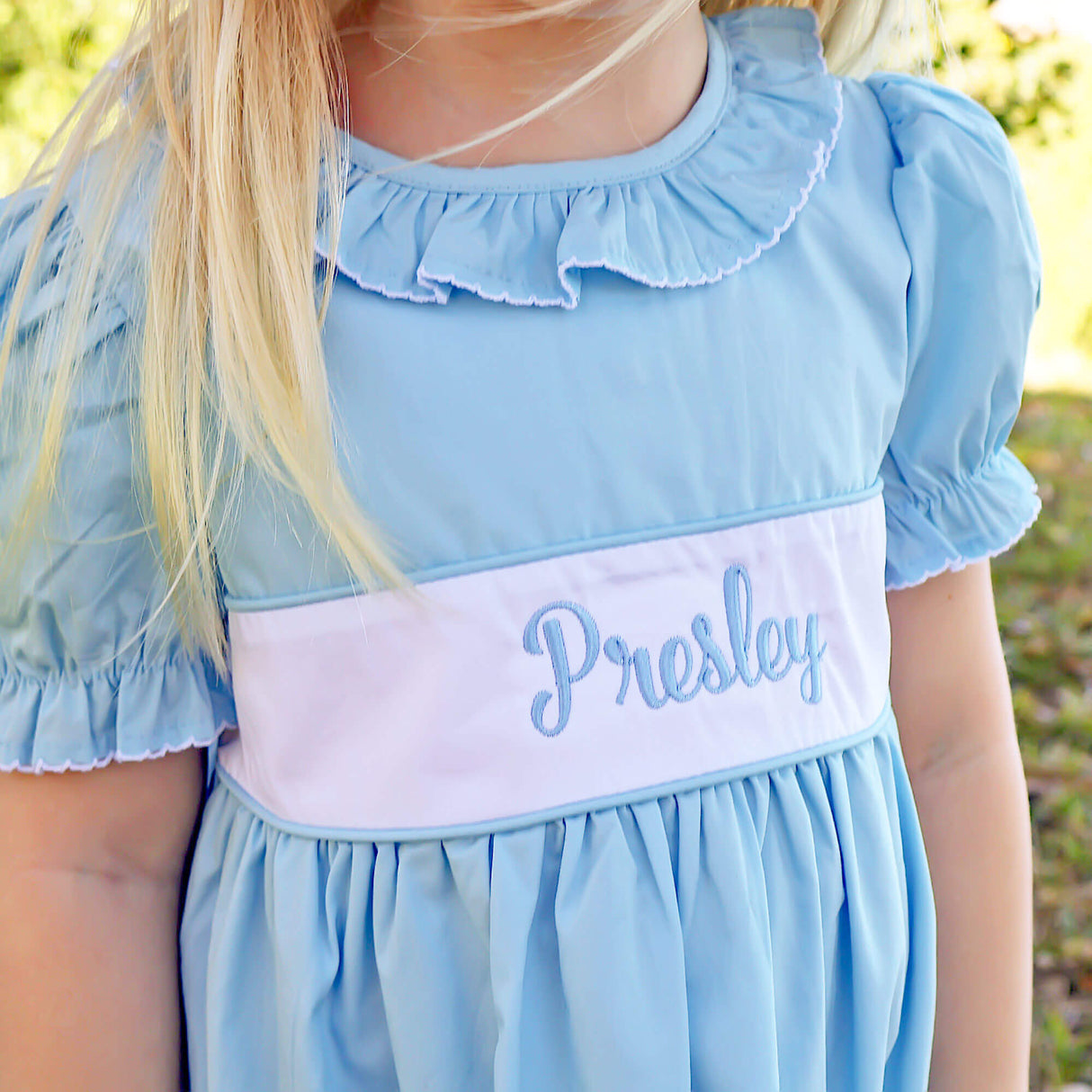 Light Blue Ruffle Collared Dress