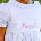 Solid White Ruffle Collared Dress