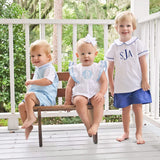 White And Royal Blue Collared Short Set