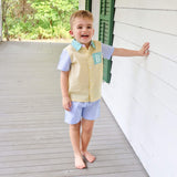 Rainbow Gingham Button Down Short Set