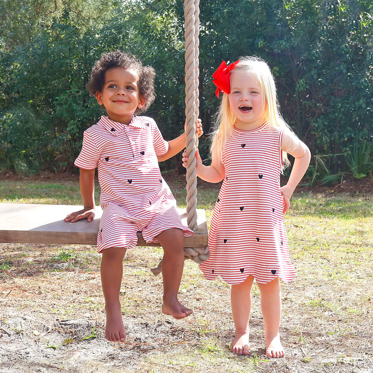 Mouse Ears Schiffli Red Stripe Liv Dress