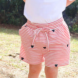 Mouse Ears Schiffli Red Stripe Shorts