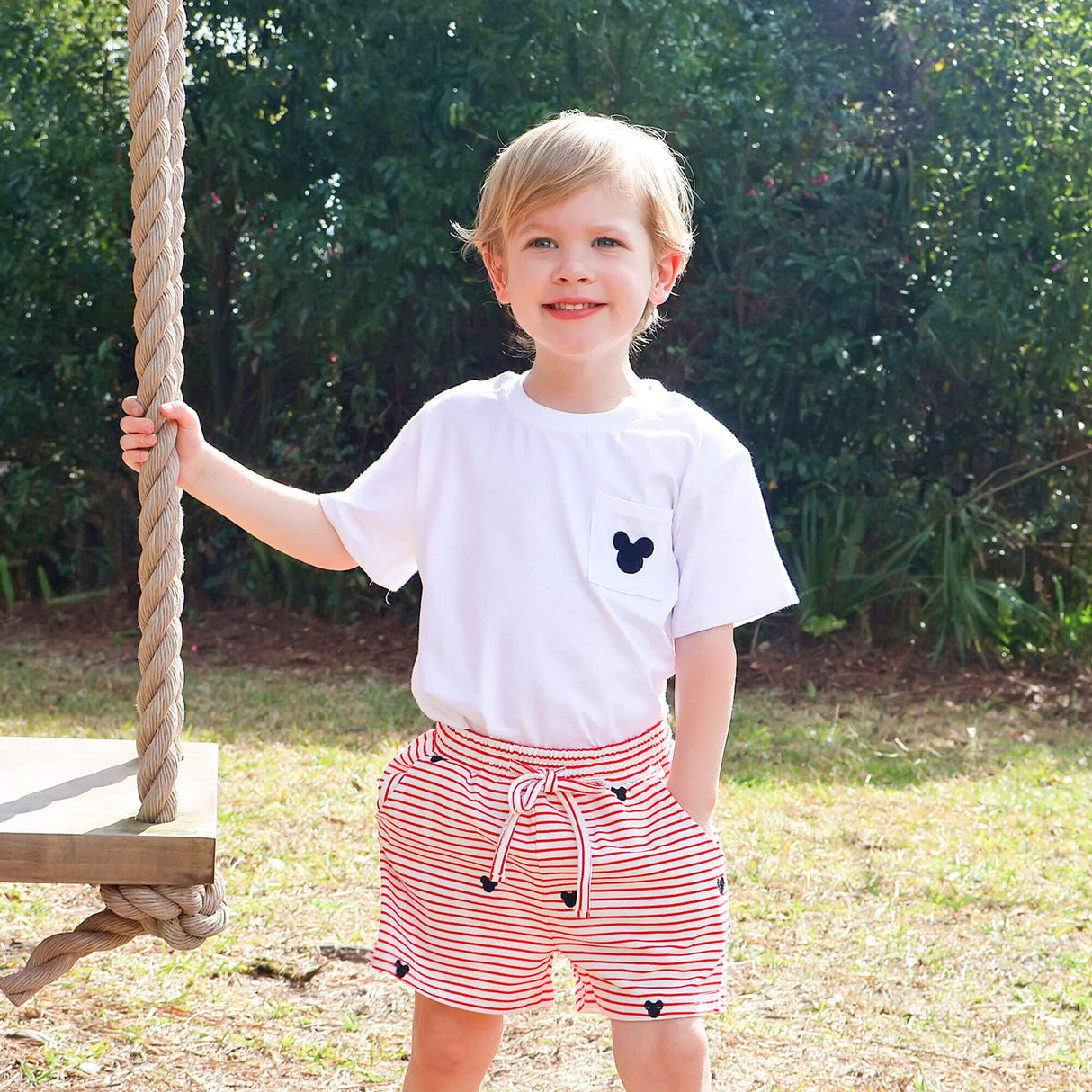 Mouse Ears White Short Sleeve Pocket Shirt