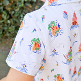 Pirate Ship Print Polo Romper