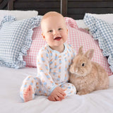Gingham Storybook Bunnies Blue Zip Sleeper