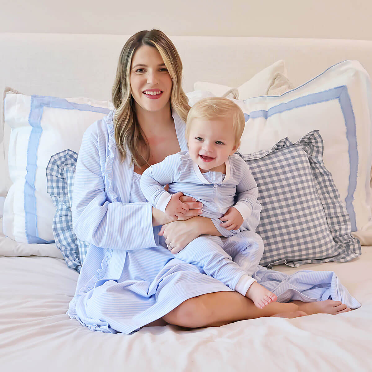 Blue Stripe Mom Robe – Classic Whimsy