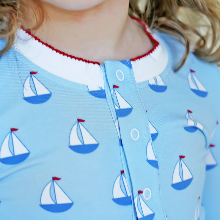 Blue Sailboat Henley Pajamas
