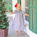 Christmas Eve Plaid Smocked Bishop Dress