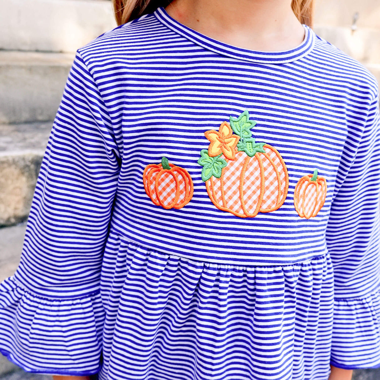 Pumpkin Cluster Royal Blue Stripe Sophia Legging Set