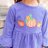 Pumpkin Cluster Royal Blue Stripe Sophia Legging Set