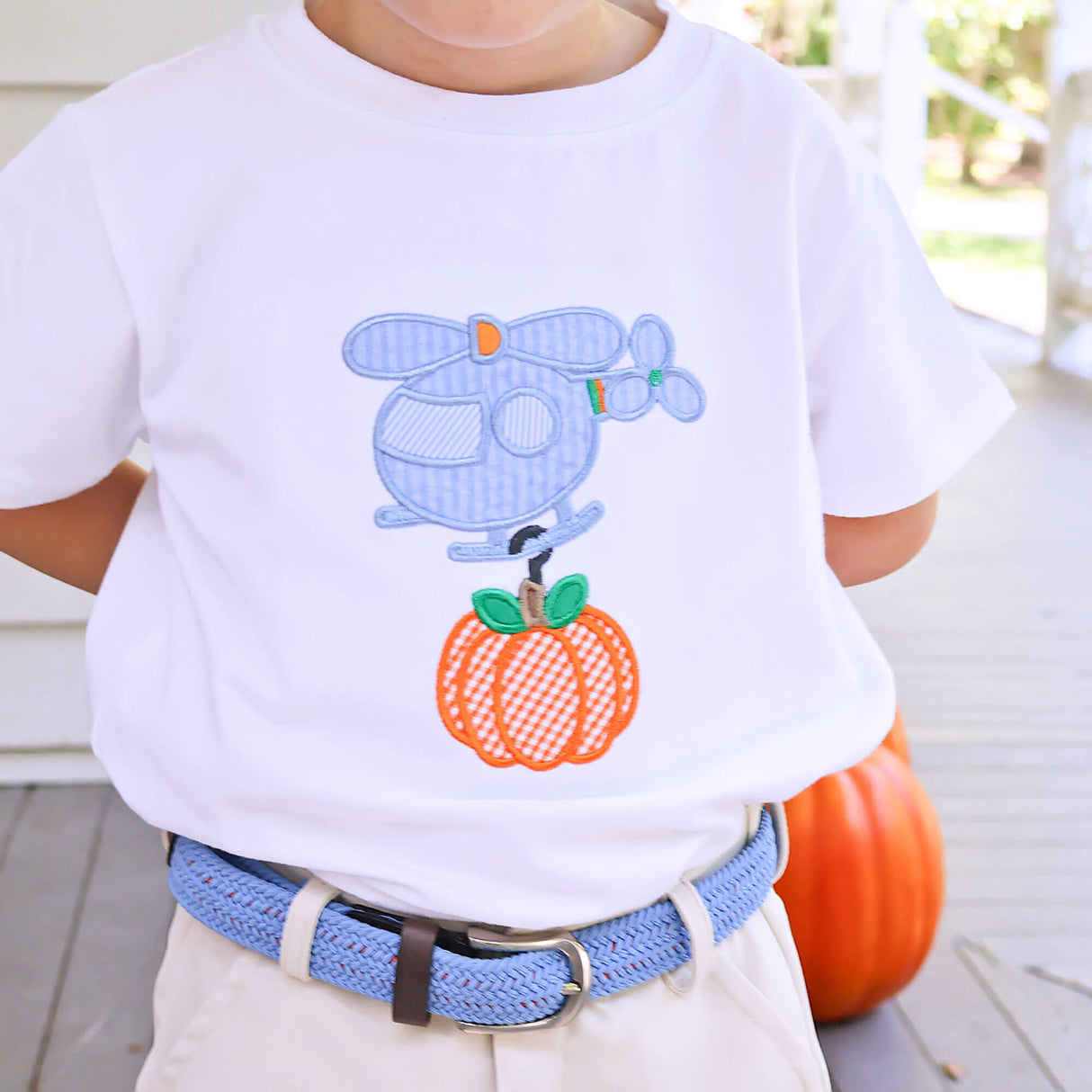 Pumpkin Helicopter White Short Sleeve Shirt