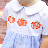 Pumpkin Trio Blue Gingham Bubble