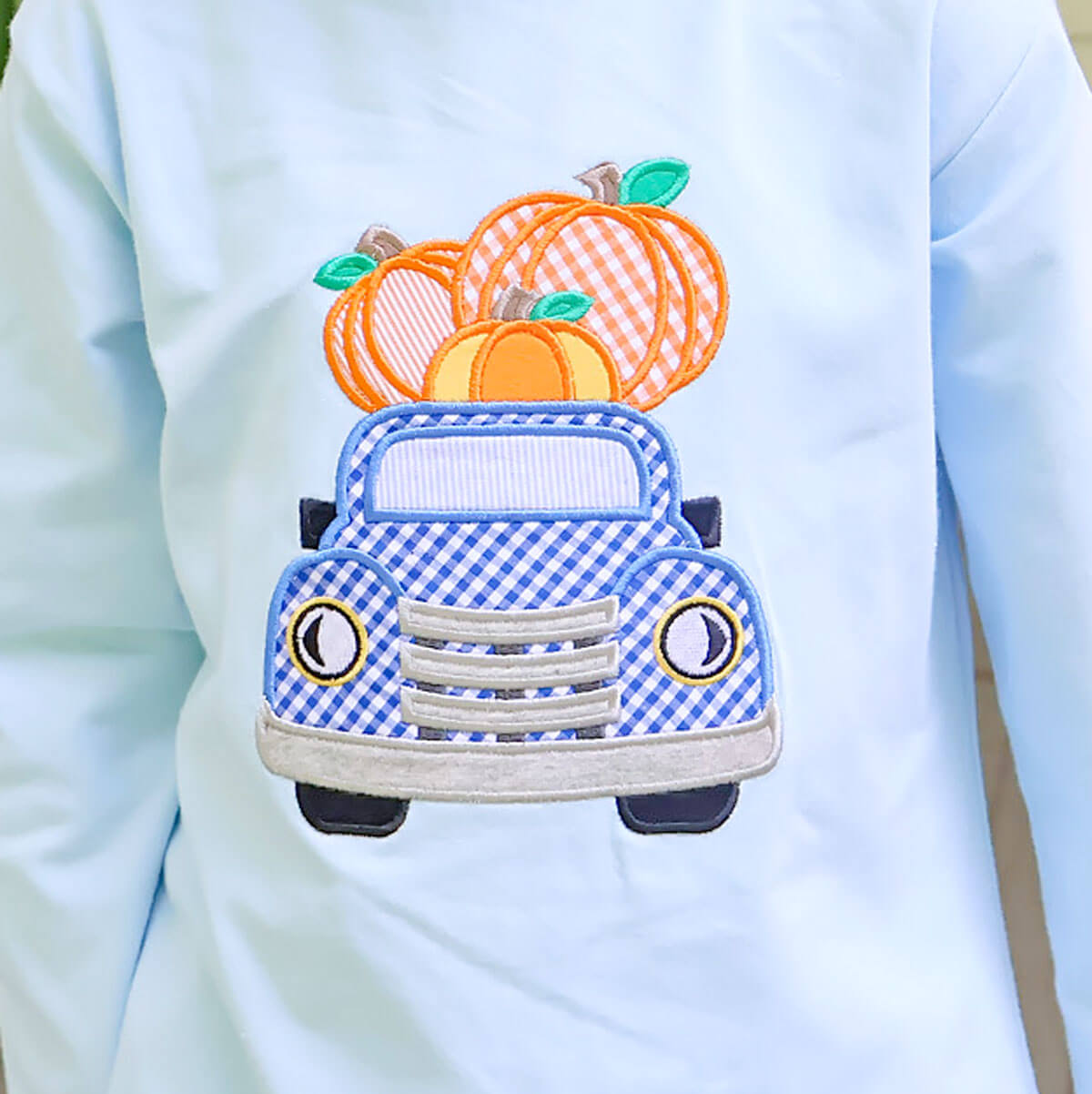 Pumpkin Truck Light Blue Long Sleeve Shirt