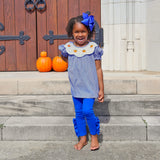 Pumpkin Blue Micro Plaid Yoke Legging Set