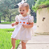 Pumpkin French Knot Tan Gingham Beverly Bloomer Set