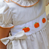 Pumpkin French Knot Tan Gingham Beverly Bloomer Set